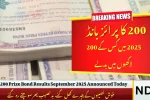 Rs200 Prize Bond Results September 2025 Announced Today – Check Winners List