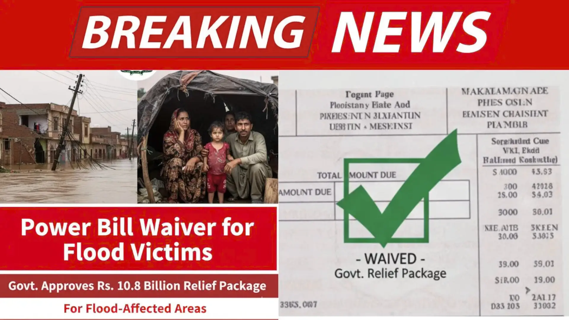 Govt Approves Rs. 10.8 Billion Package to Waive Power Bills for Flood Victims