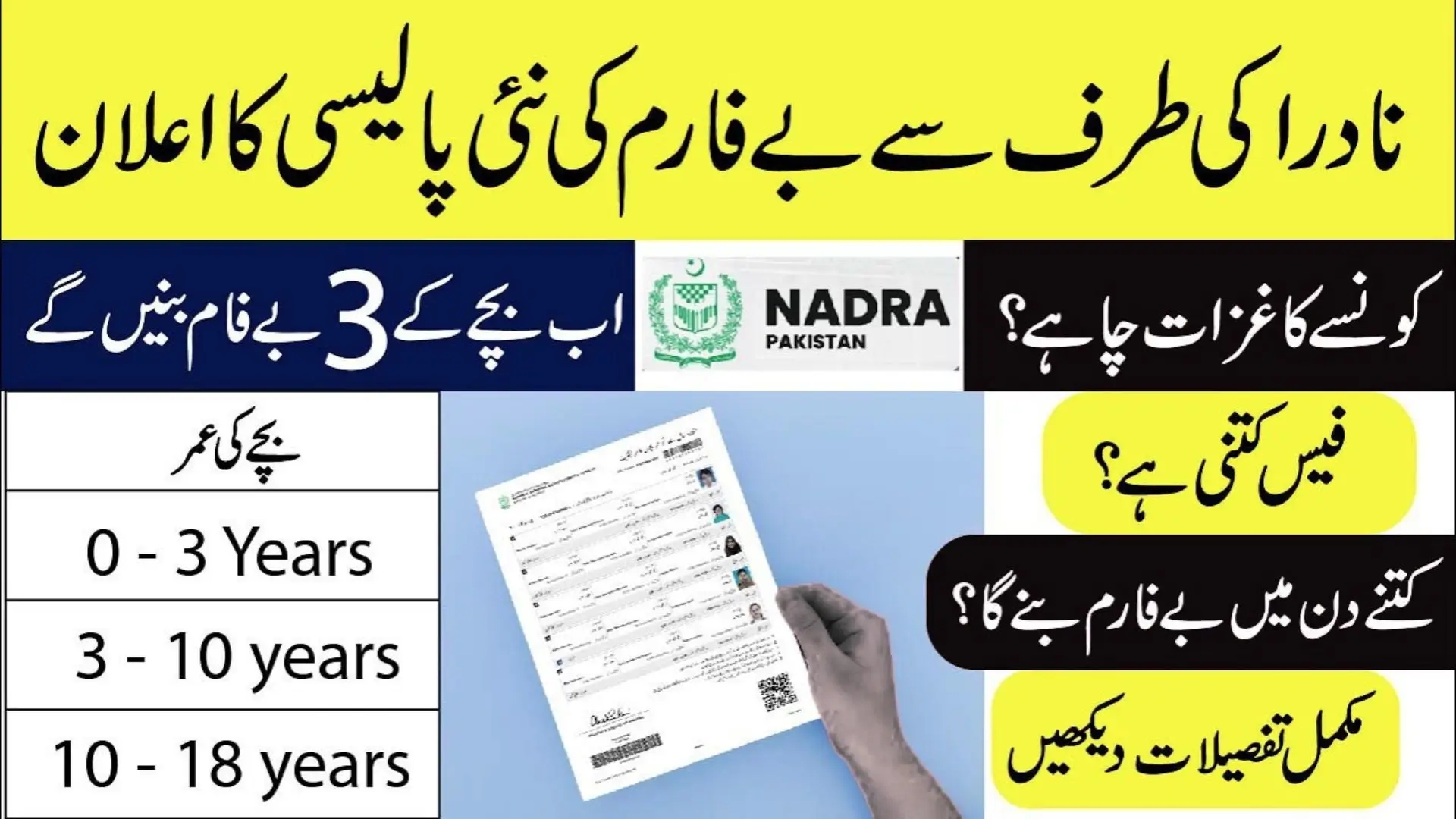 NADRA Makes B-Form Renewal Mandatory for Children Aged 3 to 10 Years